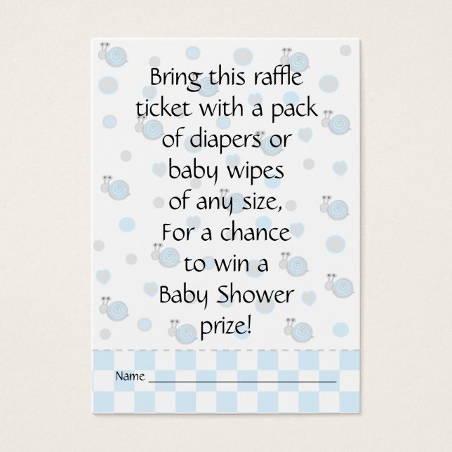 Billet baby shower au raffe/pinces et escargots (Devant)