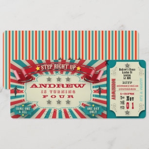 Billet Birthday Invitation Circus - personnalisati