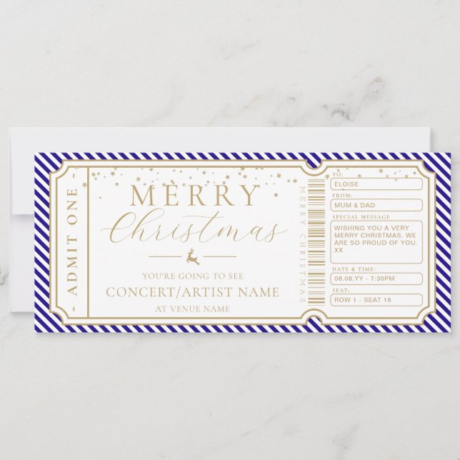 Billet cadeau Royal Blue Stripe Concert Carte (Devant)