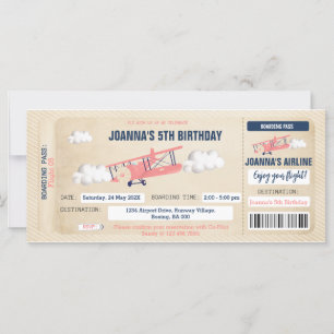 Billet d'avion Invitation d'anniversaire pour une 