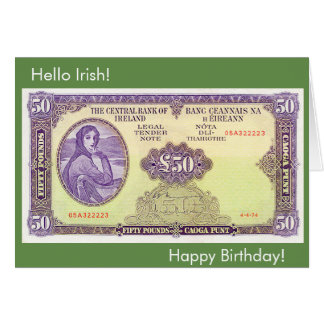 billet de 50 livres irlandais pour carte de voeux 