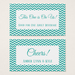Billet de boisson turquoise avec motif chevron bla