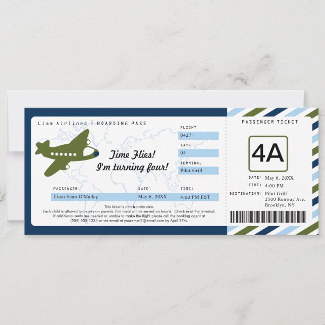 Billet de carte d'embarquement d'anniversaire (Devant)