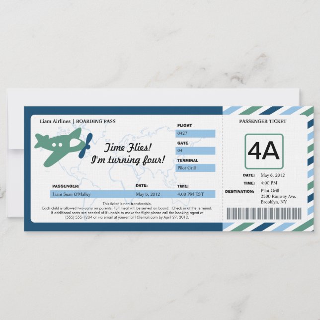Billet de carte d'embarquement d'anniversaire (Devant)