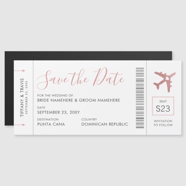 Billet de carte d'embarquement Enregistrer la date (Devant / Derrière)