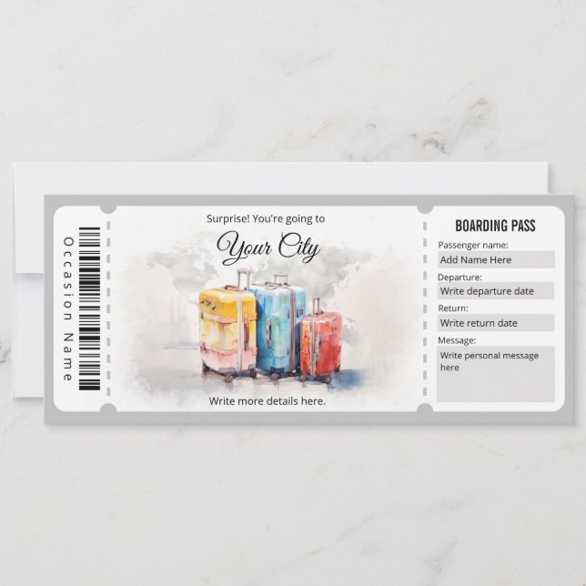 Billet de carte d'embarquement Surprise Plane (Devant)