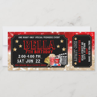 Billet de cinéma Invitation d'anniversaire