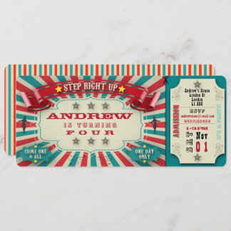Billet de Cirque Invitation Anniversaire - personn
