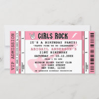 BILLET DE CONCERT POUR LES FILLES ROCK INVITATION 