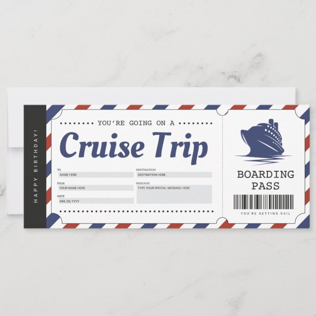 Billet de Croisière Carte d'Embarquement Bon Cadea (Devant)