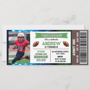 Billet de football Anniversaire Invitation avec ph