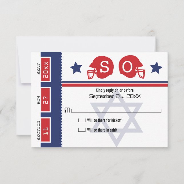 Billet de football Bar Mitzvah RSVP (Devant)