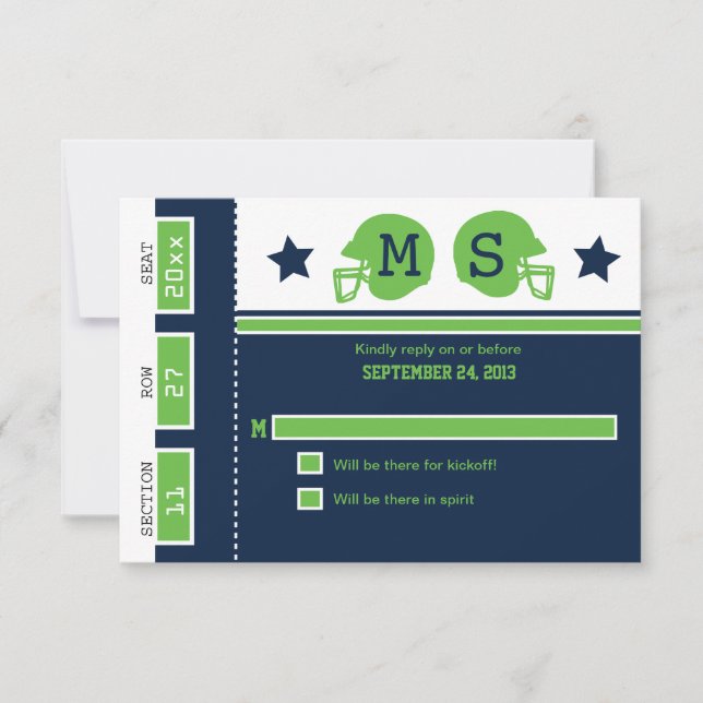 Billet de football bleu et vert citron RSVP (Devant)