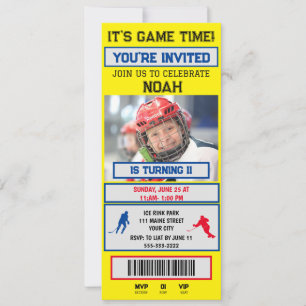 Billet de hockey Anniversaire Fête Invitation