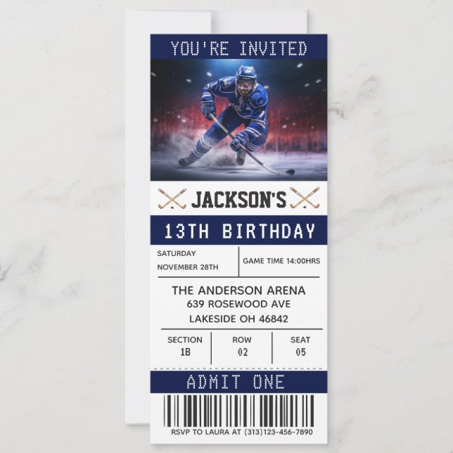 Billet de hockey Anniversaire Invitation Modèle (Devant)