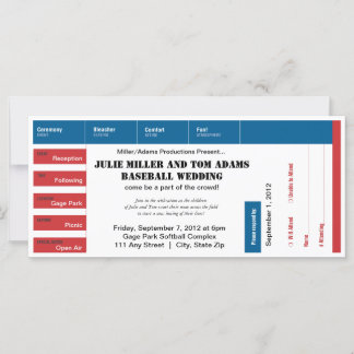 Billet de jeu de baseball Mariage Invitation