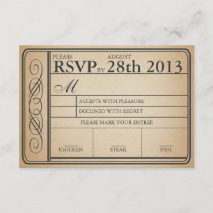Billet de mariage vintage RSVP II Punchout
