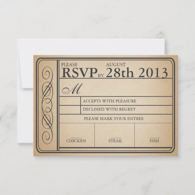 Billet de mariage vintage RSVP II Punchout (Devant)