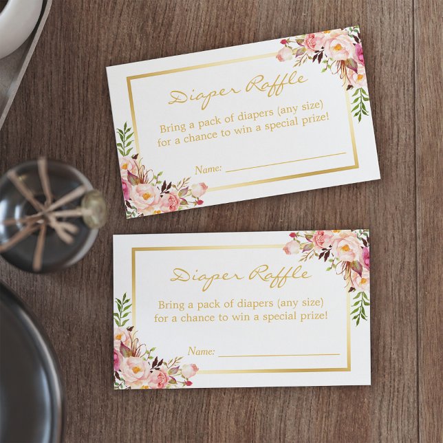 Billet de rabat de Baby shower Floral Gold Chic (Créateur téléchargé)