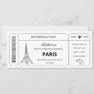 Billet de voucher personnalisé, carte d'embarqueme