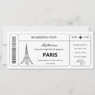 Billet de voucher personnalisé, carte d'embarqueme