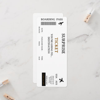 Billet de voyage surprise en avion Carte d'embarqu