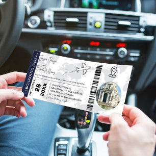 Billet d'embarquement bleu marine Faire-part de ma