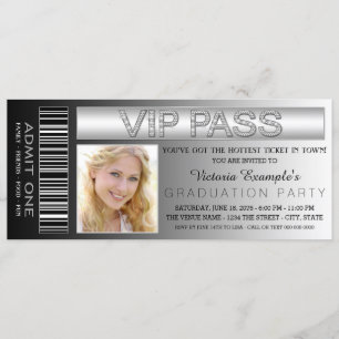 Billet d'entrée de carte VIP noire - Fête de gradu