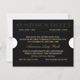 Billet d'entrée Gold 4.25x5.5 Invitations