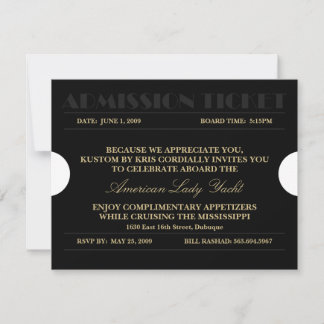 Billet d'entrée Gold 4.25x5.5 Invitations