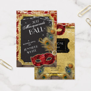 Billet d'entrée Masquerade Ball Red Gold Peacock