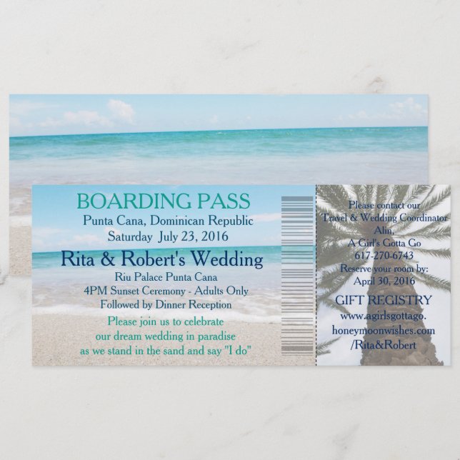 Billet-Destination de carte d'embarquement de (Devant / Derrière)