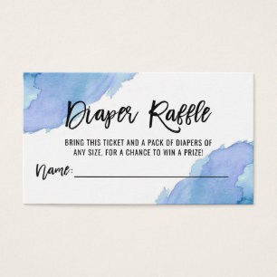 Billet DIAPER RAFFLE Aquarelle Baby shower bleu
