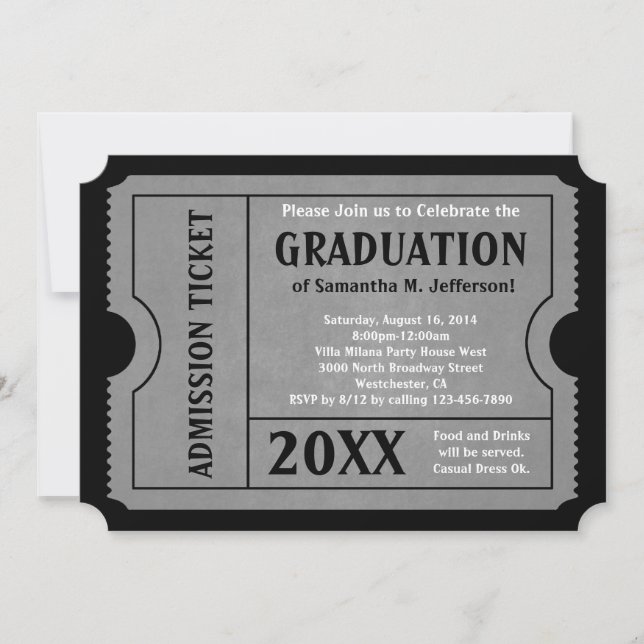 Billet d'inscription Black and Grey Invitation (Devant)