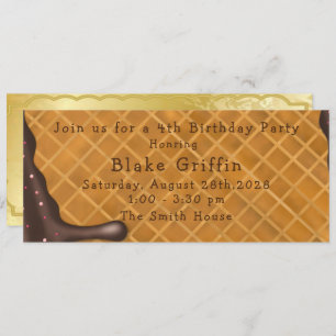 Billet d'or crème glacée Invitation Anniversaire