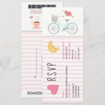 Billet Mariage à thème Paris Invitation RSVP