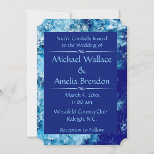 Billet Mariage Blue Ocean Water Invitation