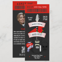 Billet Mariage Rock n'Roll personnalisé Invitation