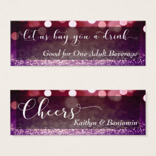 Billet mini-boisson Red Purple Ombre Bokeh Script