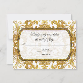 Billet Parties scintillant or Faux Réponse RSVP Vi
