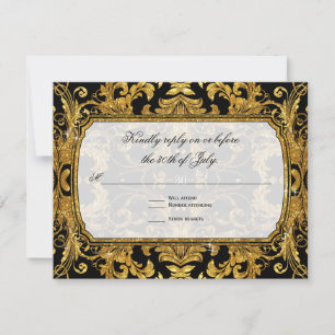 Billet Parties scintillant or Faux Réponse RSVP Vi