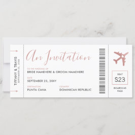 Billet Passe-Passe Plane Pink Faire-part de mariag