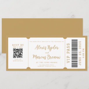 Billet VIP Gold Faire-part de mariage tendance