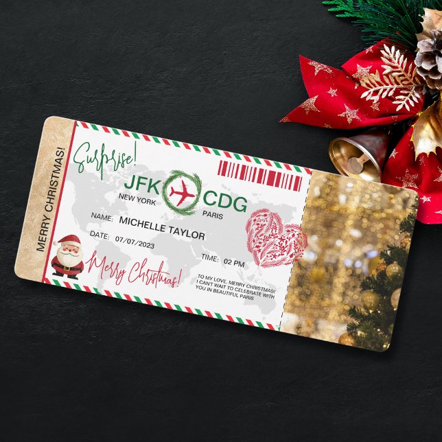 Billet voyage de voyage de la carte d'embarquement (christmas boarding pass with santa)