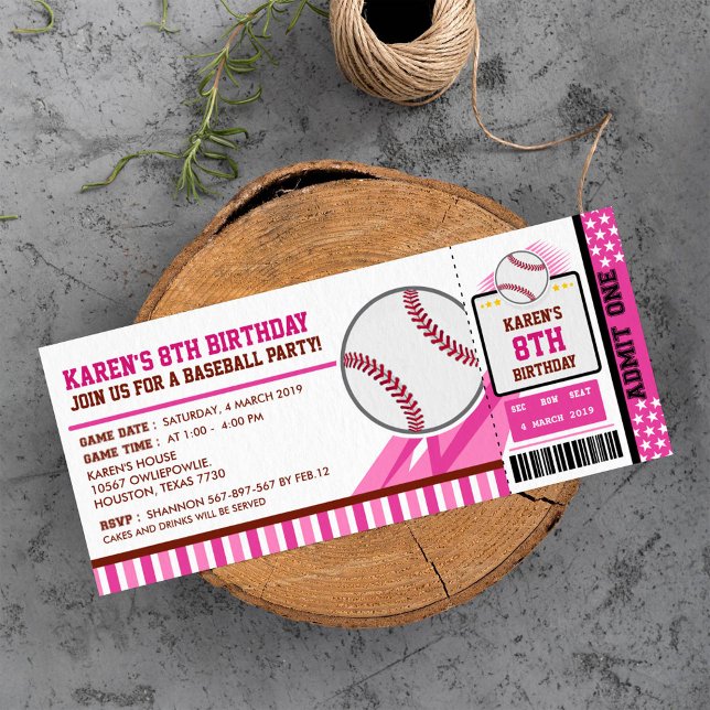 Billets de baseball Pass Invitation d'anniversaire (Créateur téléchargé)