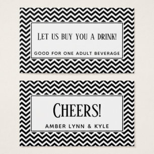 Billets de boisson à motif chevron noir et blanc