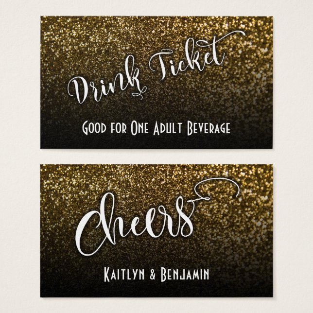 Billets de boisson sur Faux Gold Parties scintilla (Devant & derrière)