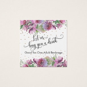 Billets de Boisson Typographie Confettis Fleurs Sa