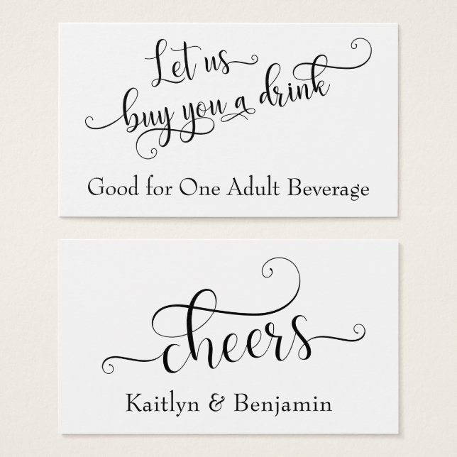 Billets de Boisson | Typographie de Script Noir su (Devant & derrière)