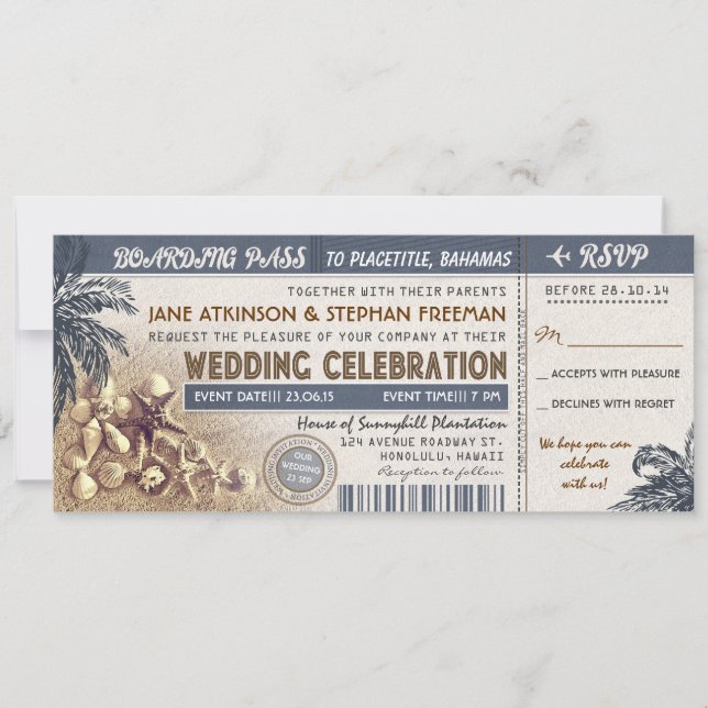 Billets de carte d'embarquement mariage (Devant)